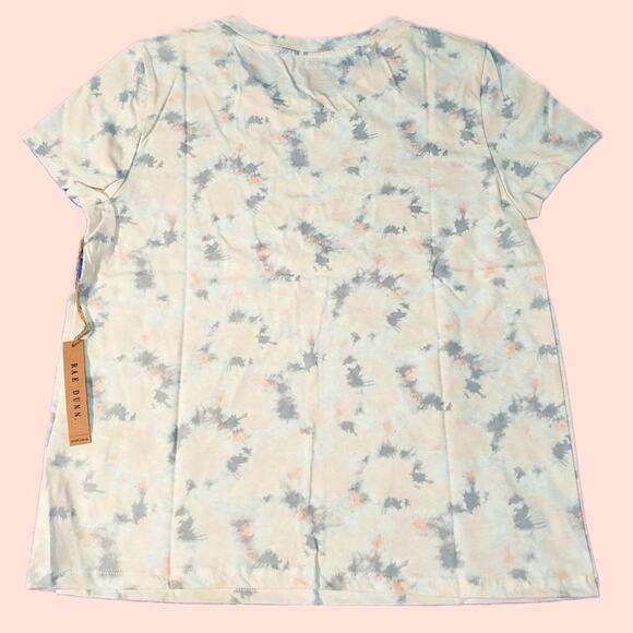 Rae Dunn Tie-dye Tee Shirt Grateful Sz Large Short Sleeve Top Peach Gray - Picture 3 of 6